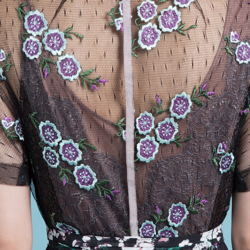 BYRON LARS LILAC NIGHT CASSIE CASCADING MIDI DRESS - Picture 3 of 8